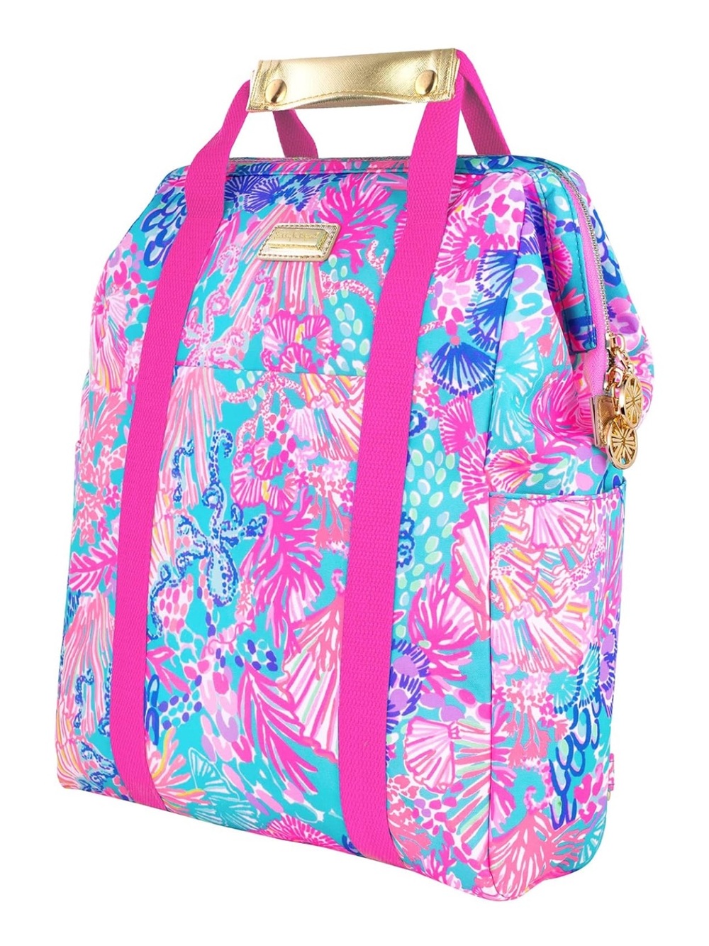 Lilly Pulitzer Hot Pink & Turquoise Travel Tote Insulated Cooler Backpack - New